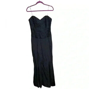 Assar pleated 100% silk navy gown size 12 maxi evening formal dress